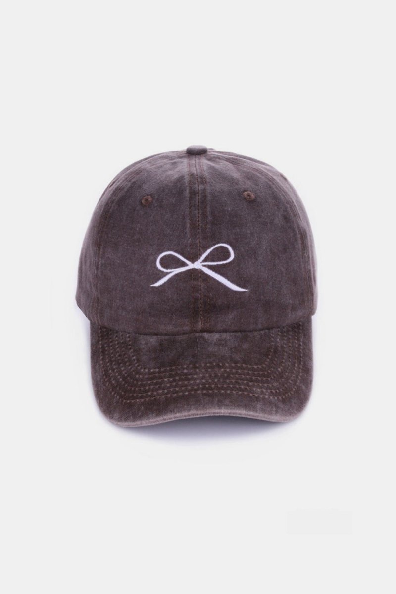 Zenana Bow Embroidered Washed Cotton Caps - AMVIM