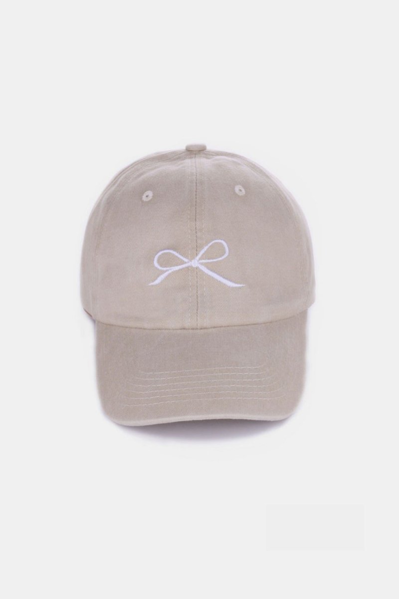 Zenana Bow Embroidered Washed Cotton Caps - AMVIM