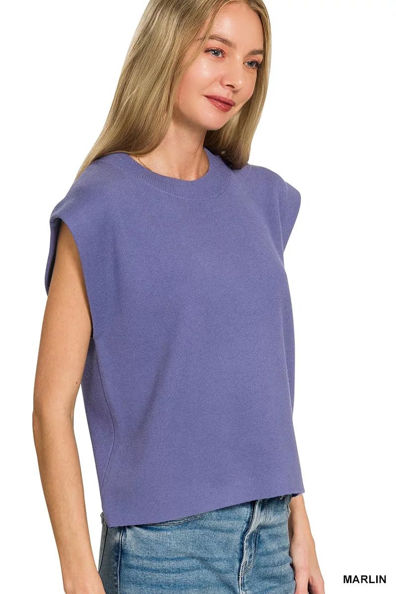 Zenana Round Neck Viscose Sweater Vest - AMVIM