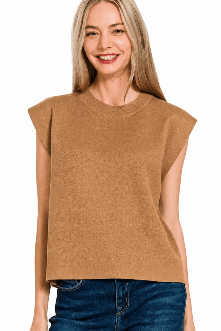Zenana Round Neck Viscose Sweater Vest - AMVIM