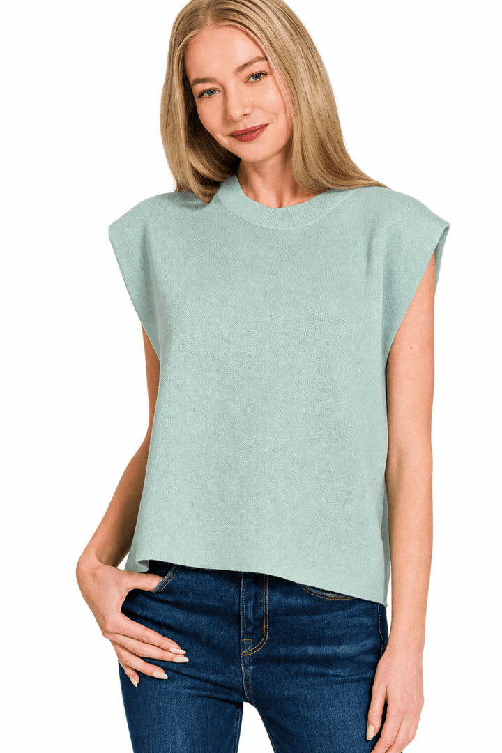 Zenana Round Neck Viscose Sweater Vest - AMVIM