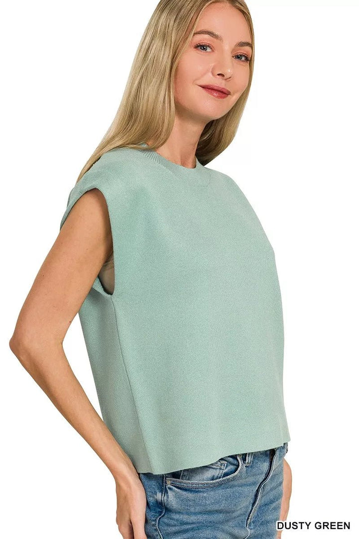 Zenana Round Neck Viscose Sweater Vest - AMVIM