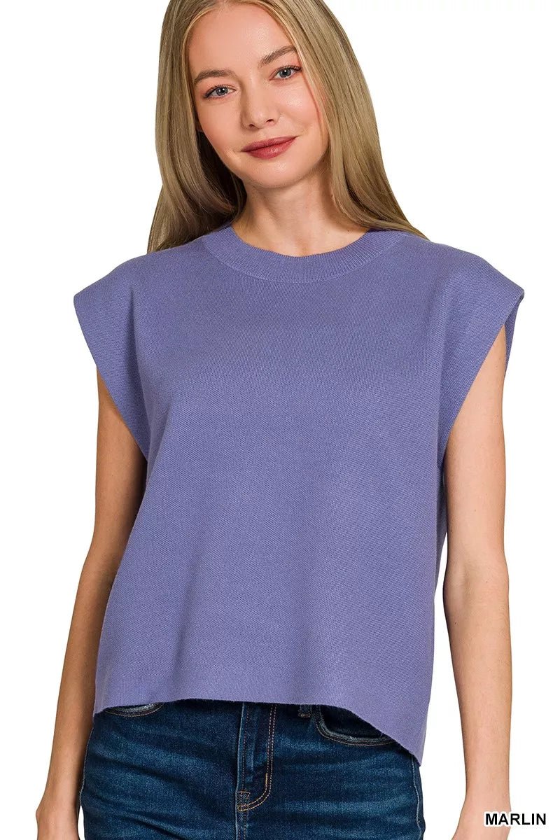 Zenana Round Neck Viscose Sweater Vest - AMVIM