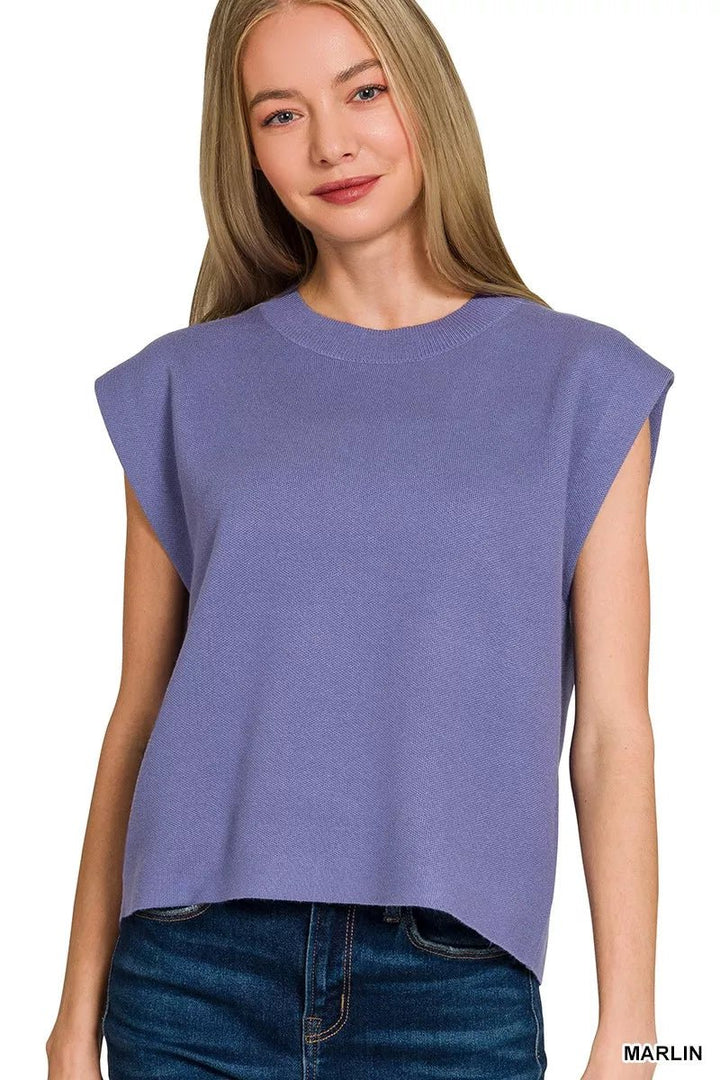 Zenana Round Neck Viscose Sweater Vest - AMVIM
