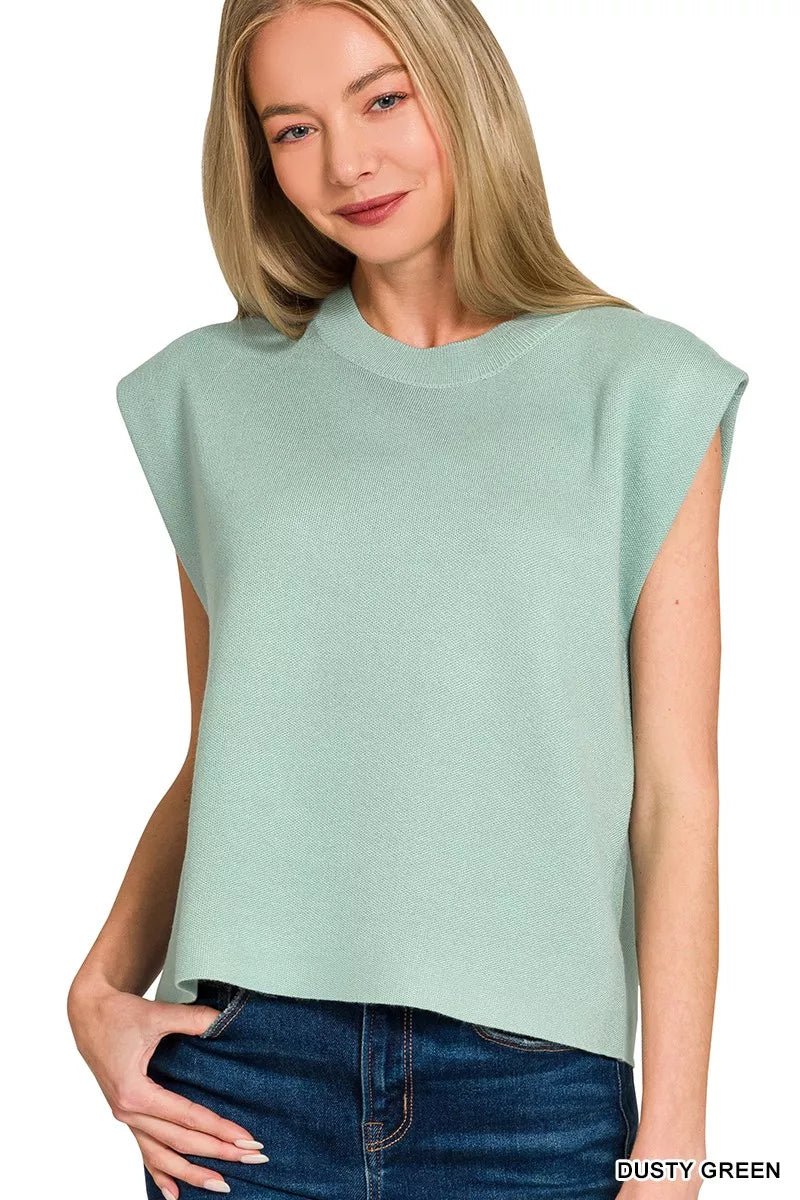 Zenana Round Neck Viscose Sweater Vest - AMVIM