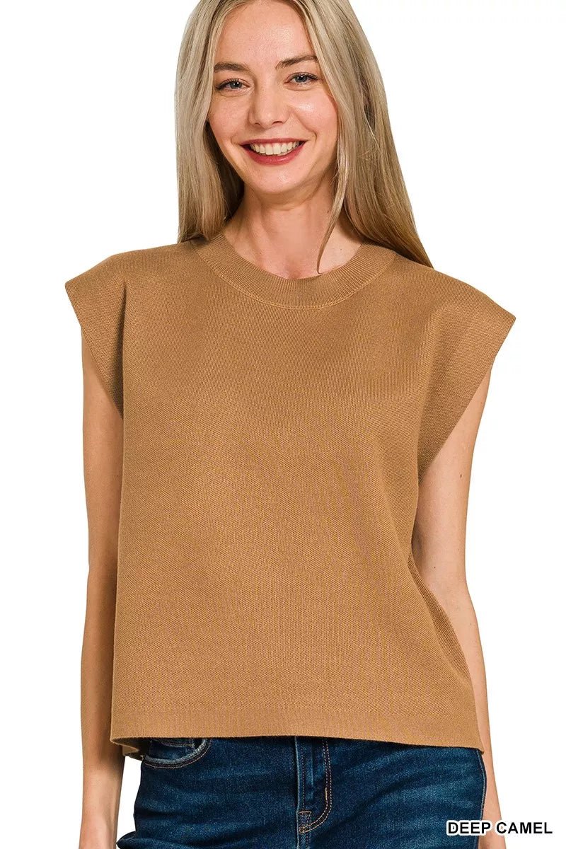 Zenana Round Neck Viscose Sweater Vest - AMVIM