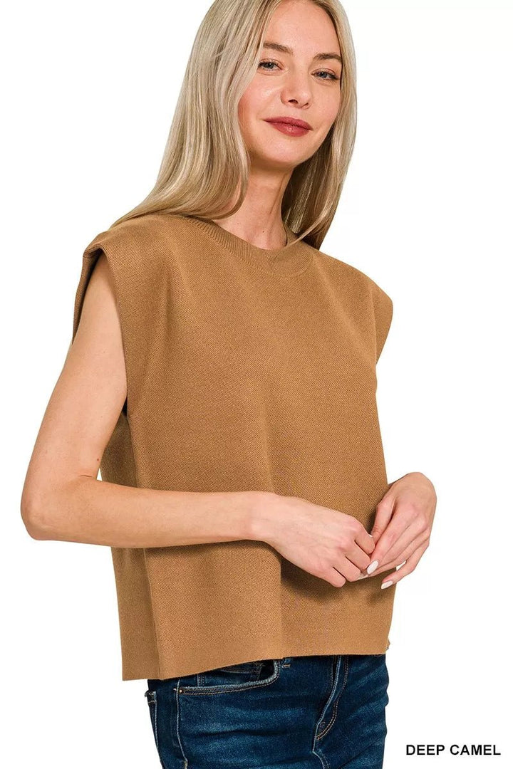 Zenana Round Neck Viscose Sweater Vest - AMVIM