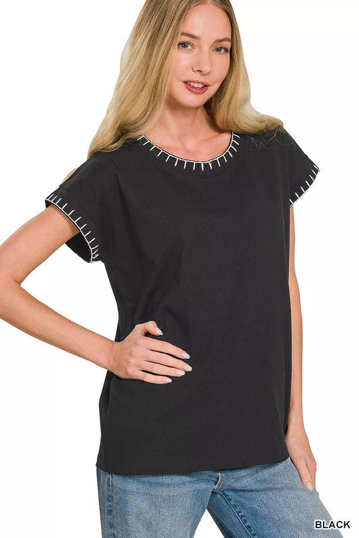 Zenana Stitch Detailed Oversize Top - AMVIM