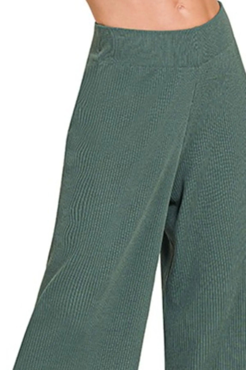 Zenana Viscose Ribbed Sweater Pants - AMVIM