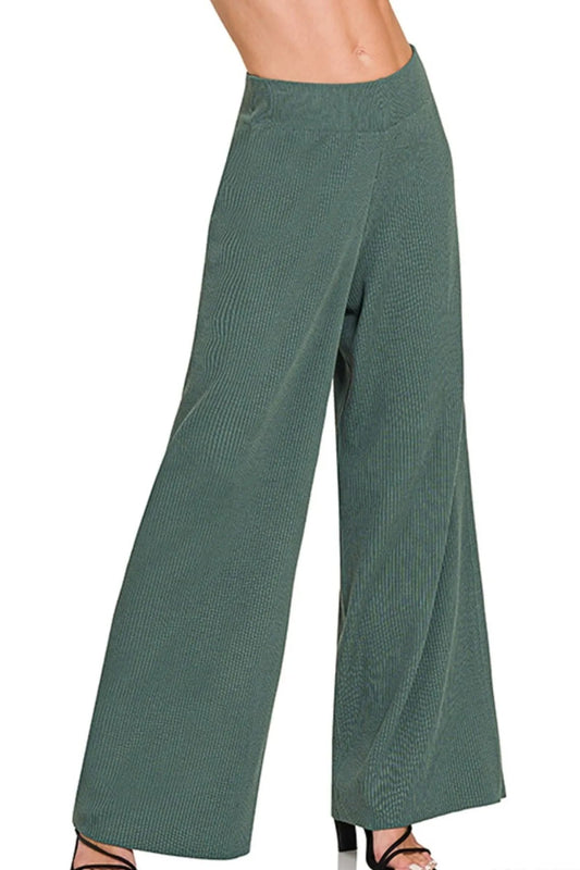 Zenana Viscose Ribbed Sweater Pants - AMVIM