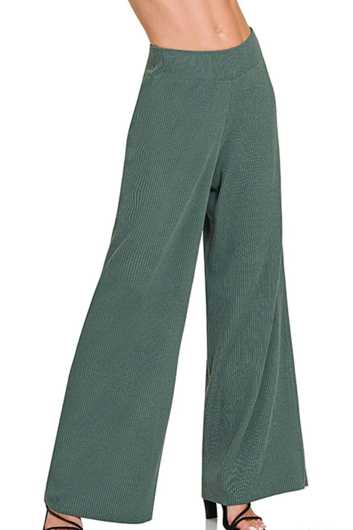 Zenana Viscose Ribbed Sweater Pants - AMVIM