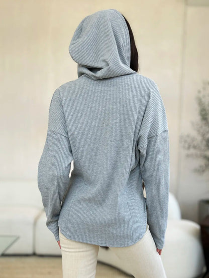 Zip Front Hooded Cotton Jacket with Drawstring for Layering Comfort - AMVIM